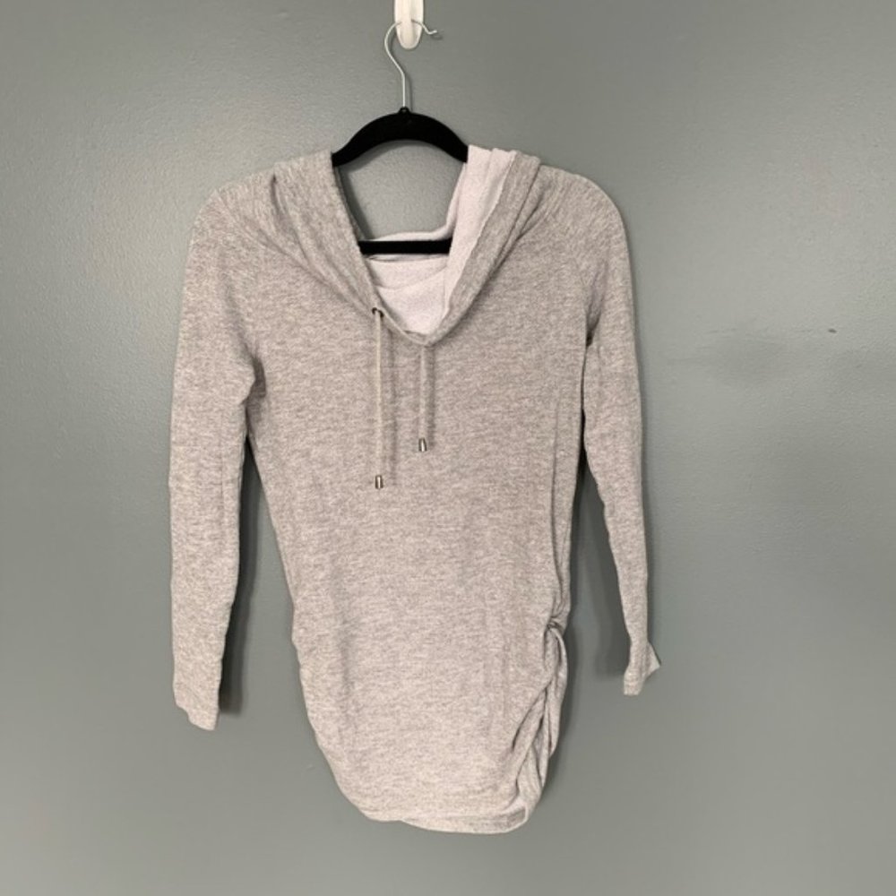 Derek Heart Cowl Ruched Sweatshirt Grey Small